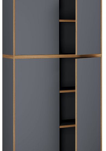 VCM NORDIC Salia B100 kontorreol, m. 4 lger og 3 justerbare hylder - antracitgr og natur tr