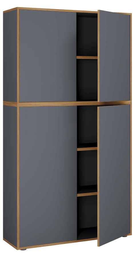 VCM NORDIC Salia B100 kontorreol, m. 4 lger og 3 justerbare hylder - antracitgr og natur tr