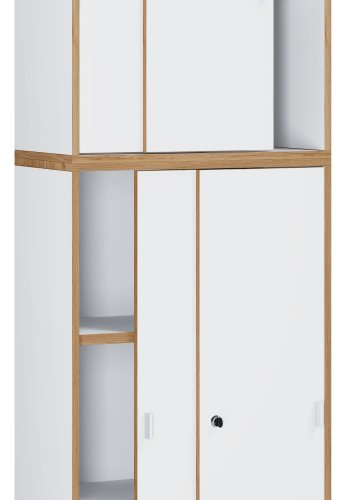 VCM NORDIC Salia B60 kontorreol, m. 4 skydelger, ls og 3 justerbare hylder - hvid og natur tr