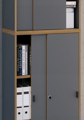 VCM NORDIC Salia B60 kontorreol, m. 4 skydelger, ls, 3 justerbare hylder - antracitgr/natur tr