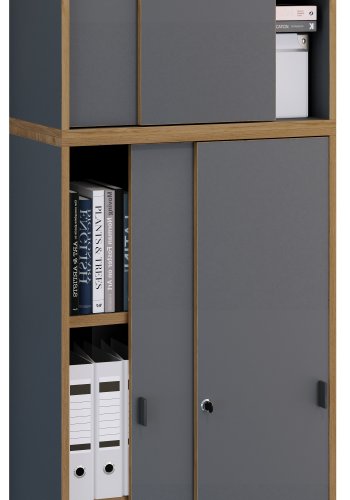 VCM NORDIC Salia B60 kontorreol, m. 4 skydelger, ls, 3 justerbare hylder - antracitgr/natur tr