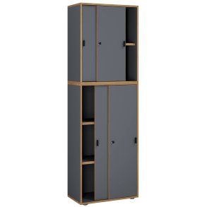 VCM NORDIC Salia B60 kontorreol, m. 4 skydelger, ls, 3 justerbare hylder - antracitgr/natur tr