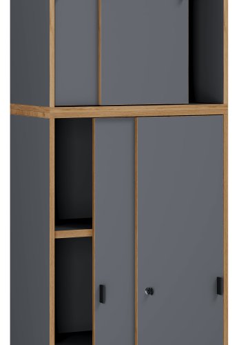 VCM NORDIC Salia B60 kontorreol, m. 4 skydelger, ls, 3 justerbare hylder - antracitgr/natur tr