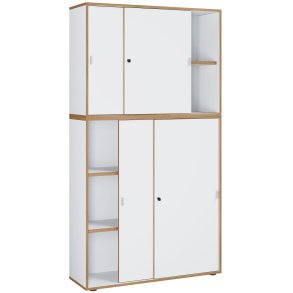 VCM NORDIC Salia B100 kontorreol, m. 4 skydelger, ls og 3 justerbare hylder - hvid og natur tr