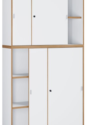 VCM NORDIC Salia B100 kontorreol, m. 4 skydelger, ls og 3 justerbare hylder - hvid og natur tr