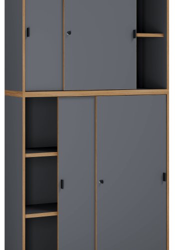 VCM NORDIC Salia B100 kontorreol, m. 4 skydelger, ls, 3 justerbare hylder - antracitgr/natur tr