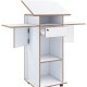 VCM NORDIC Salia M stende skrivebord, justerbar top, 1 lsbar skuffe, hylde, hjul - hvid/natur tr