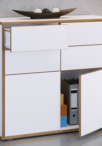 VCM NORDIC Salia B100 kontorkommode, m. 2 lger, 4 skuffer - hvid/natur tr