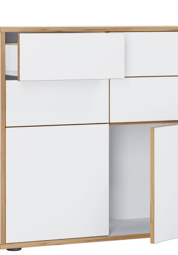 VCM NORDIC Salia B100 kontorkommode, m. 2 lger, 4 skuffer - hvid/natur tr