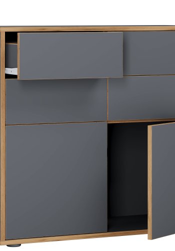 VCM NORDIC Salia B100 kontorkommode, m. 2 lger, 4 skuffer - antracitgr/natur tr
