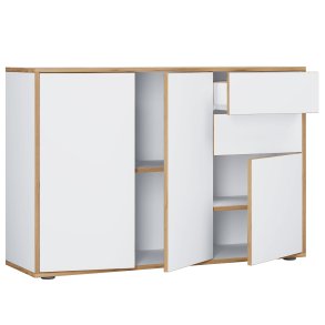 VCM NORDIC Salia B110 kontorkommode, m. 3 lger, 2 skuffer, 2 hylder - hvid/natur tr