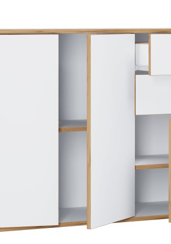 VCM NORDIC Salia B110 kontorkommode, m. 3 lger, 2 skuffer, 2 hylder - hvid/natur tr