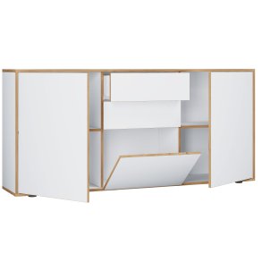 VCM NORDIC Salia B160 kontorkommode, m. 3 lger, 2 skuffer, 2 hylder - hvid/natur tr