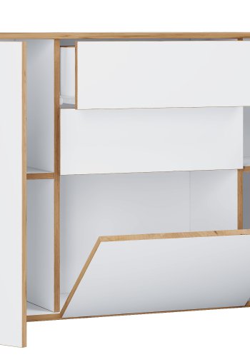 VCM NORDIC Salia B160 kontorkommode, m. 3 lger, 2 skuffer, 2 hylder - hvid/natur tr