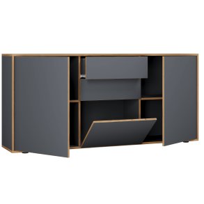 VCM NORDIC Salia B160 kontorkommode, m. 3 lger, 2 skuffer, 2 hylder - antracitgr/natur tr