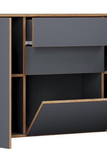 VCM NORDIC Salia B160 kontorkommode, m. 3 lger, 2 skuffer, 2 hylder - antracitgr/natur tr