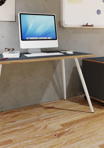 VCM NORDIC Salia skrivebord, rektangulr - antracitgr melamin, natur tr, metal (110x80)