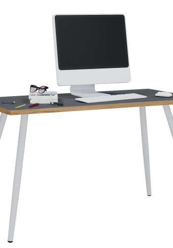 VCM NORDIC Salia skrivebord, rektangulr - antracitgr melamin, natur tr, metal (110x80)