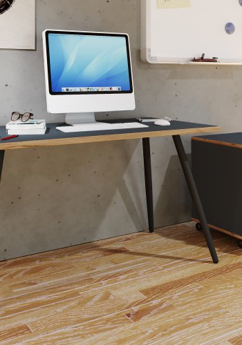 VCM NORDIC Salia skrivebord, rektangulr - antracitgr melamin, natur tr, metal (110x80)