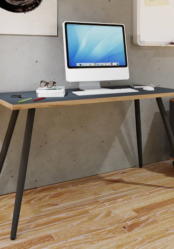 VCM NORDIC Salia skrivebord, rektangulr - antracitgr melamin, natur tr, metal (110x80)