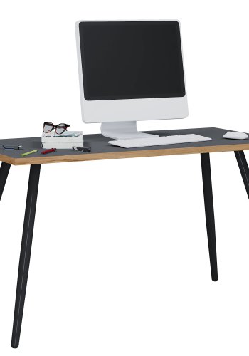 VCM NORDIC Salia skrivebord, rektangulr - antracitgr melamin, natur tr, metal (110x80)