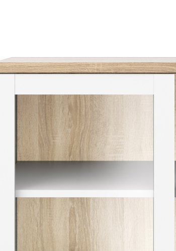 TVILUM Roomers vitrineskab - natur og hvid tr, m. 2 glaslger