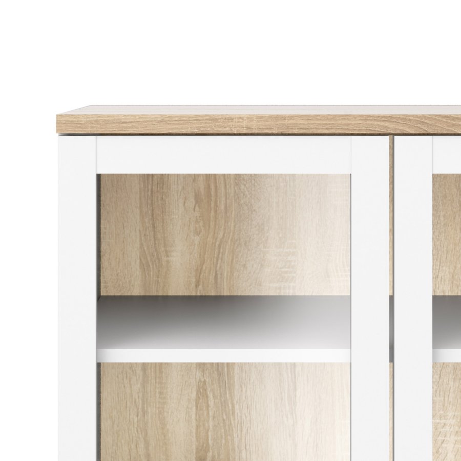 TVILUM Roomers vitrineskab - natur og hvid tr, m. 2 glaslger