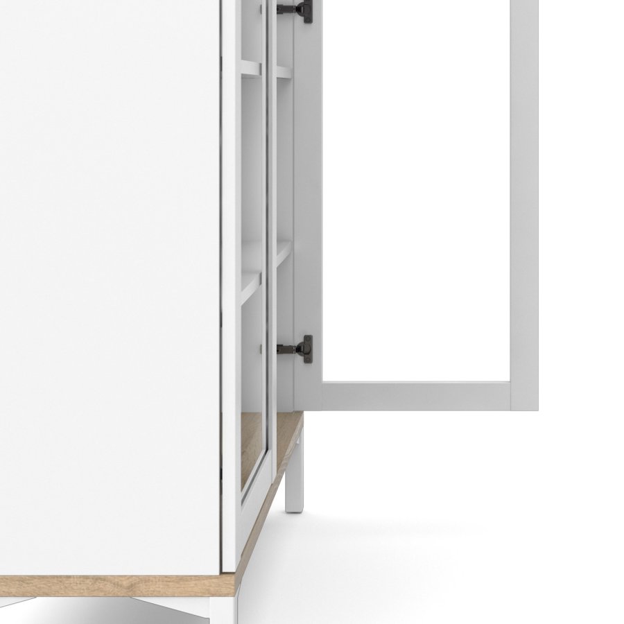 TVILUM Roomers vitrineskab - natur og hvid tr, m. 2 glaslger