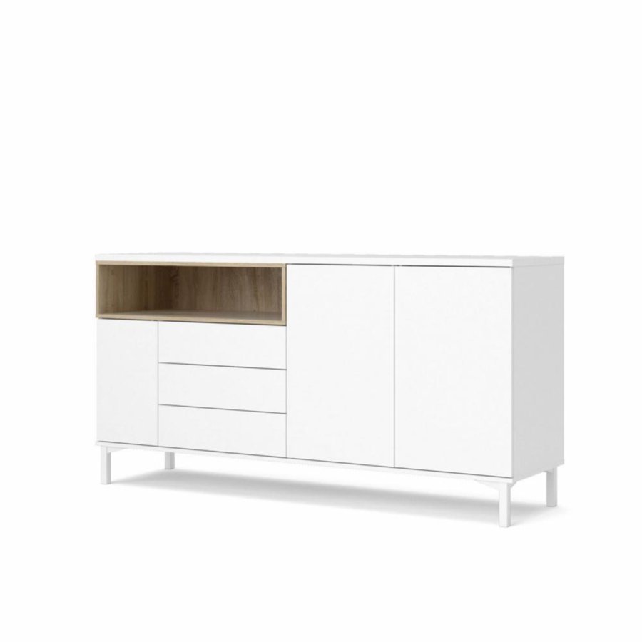 TVILUM Roomers sknk, m. 3 lger og 3 skuffer - egetrsfarvet/hvid folie og stl (175,7x48,25)