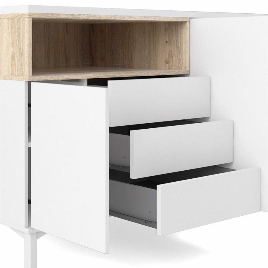 TVILUM Roomers sknk, m. 3 lger og 3 skuffer - egetrsfarvet/hvid folie og stl (175,7x48,25)