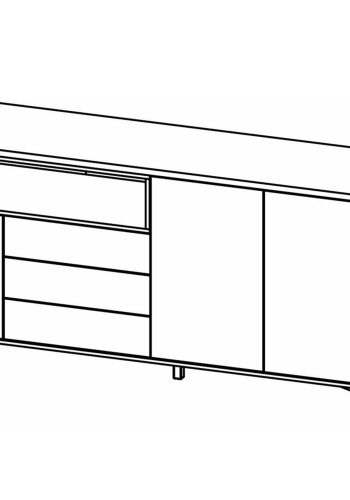TVILUM Roomers sknk, m. 3 lger og 3 skuffer - egetrsfarvet/hvid folie og stl (175,7x48,25)