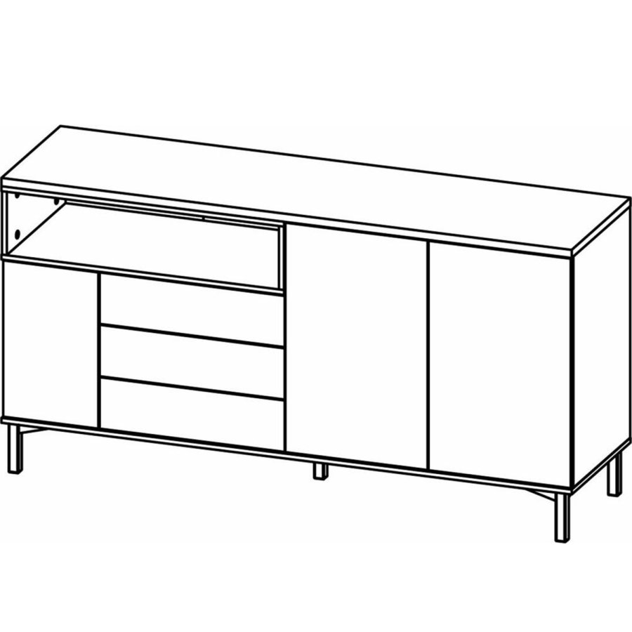 TVILUM Roomers sknk, m. 3 lger og 3 skuffer - egetrsfarvet/hvid folie og stl (175,7x48,25)