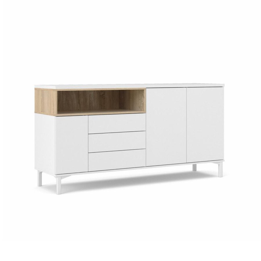 TVILUM Roomers sknk, m. 3 lger og 3 skuffer - egetrsfarvet/hvid folie og stl (175,7x48,25)