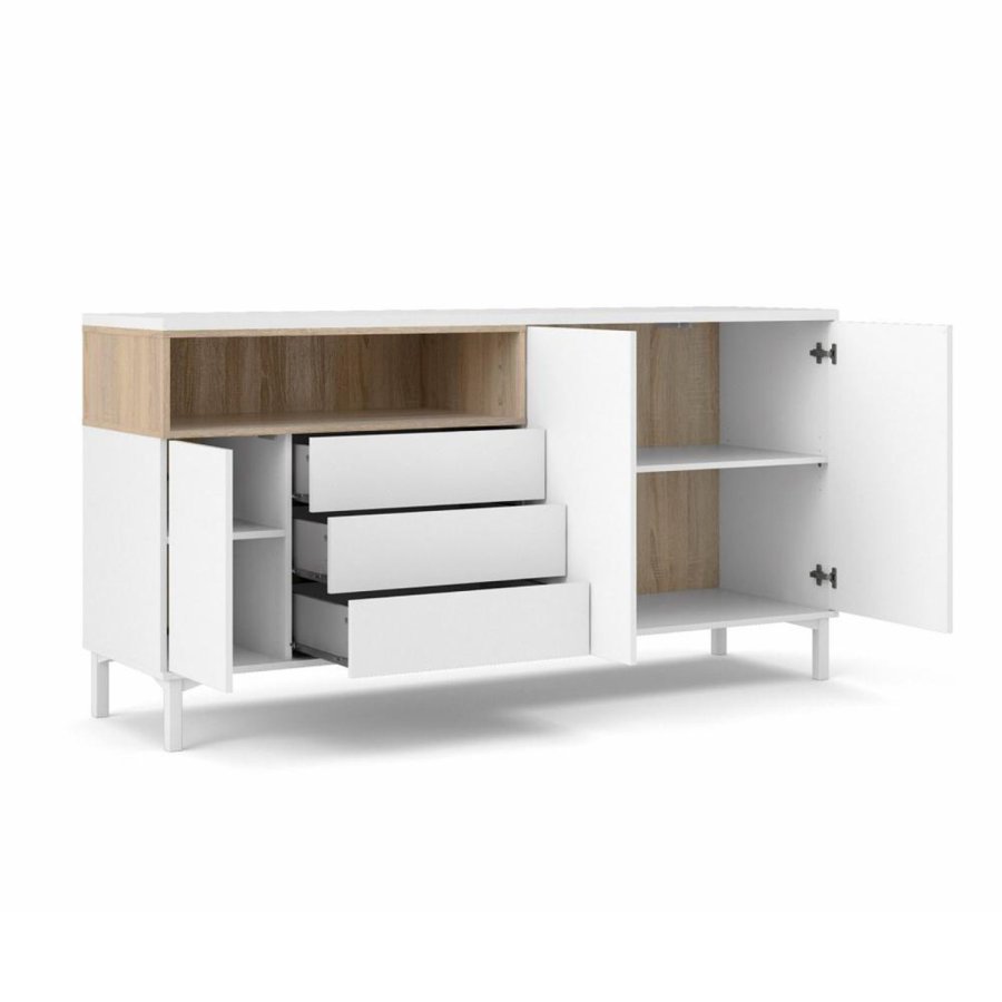 TVILUM Roomers sknk, m. 3 lger og 3 skuffer - egetrsfarvet/hvid folie og stl (175,7x48,25)