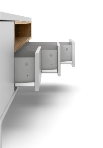 TVILUM Roomers TV-bord - hvid/egetrstruktur, m. 1 lge og 3 skuffer (156 cm)