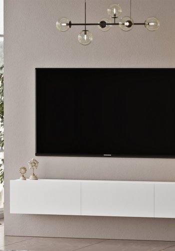 NORDVÄRK LV9 TV-bord og vgreol, m. 3 lger - hvid og natur melamin