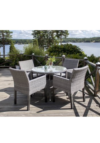 VENTURE DESIGN rund Volta havebord - glas og gr aluminium (90)