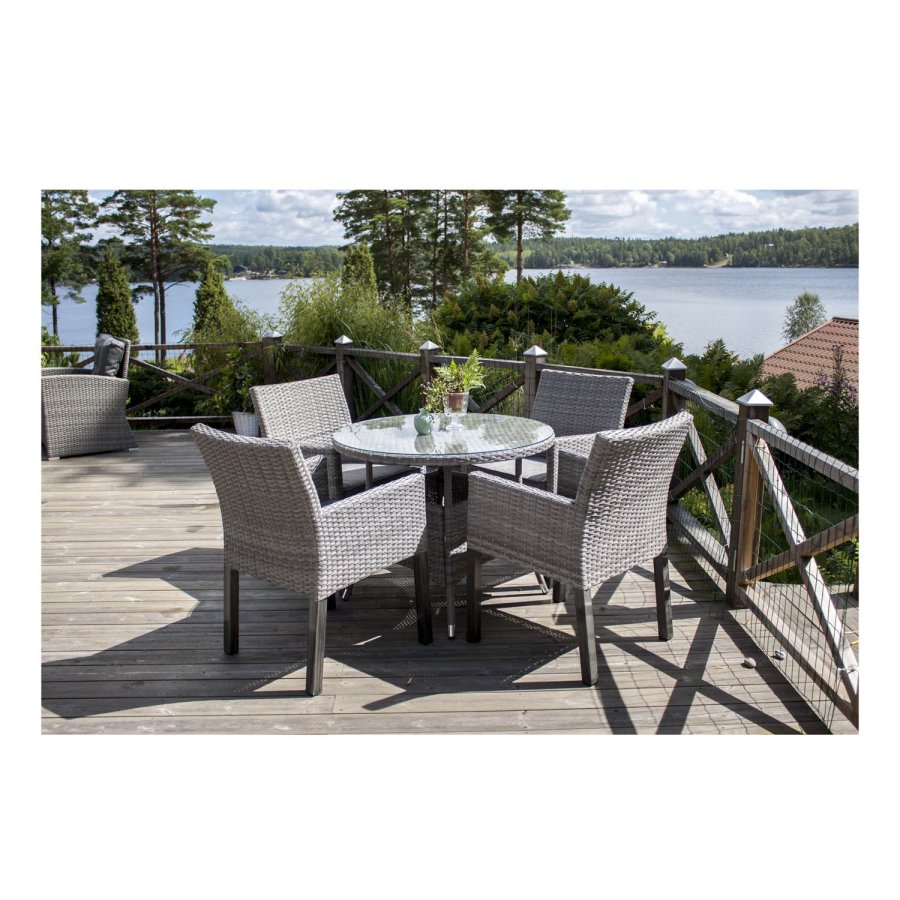 VENTURE DESIGN rund Volta havebord - glas og gr aluminium (90)