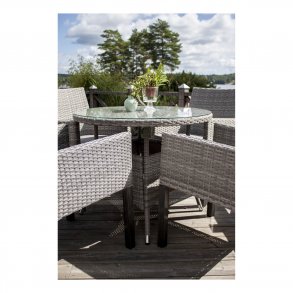 VENTURE DESIGN rund Volta havebord - glas og gr aluminium (90)