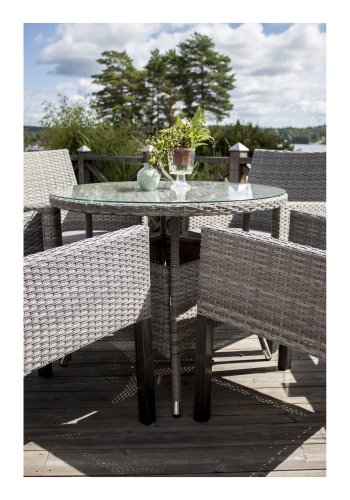 VENTURE DESIGN rund Volta havebord - glas og gr aluminium (90)