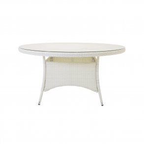 VENTURE DESIGN rund Volta havebord - glas og hvid aluminium (90)