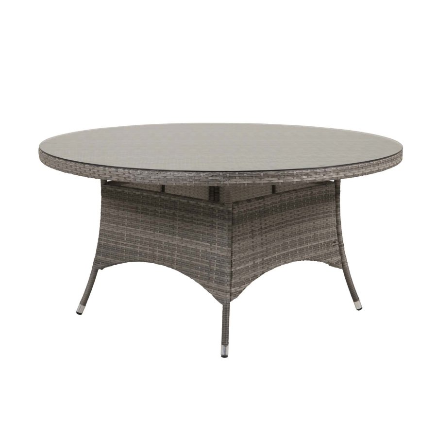 VENTURE DESIGN rund Volta havebord - glas og gr aluminium (150)