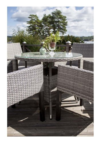 VENTURE DESIGN rund Volta havebord - glas og gr aluminium (150)