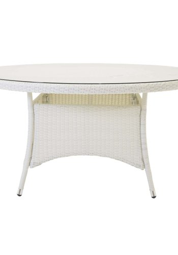 VENTURE DESIGN rund Volta havebord - glas og hvid aluminium (150)