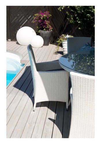 VENTURE DESIGN rund Volta havebord - glas og hvid aluminium (150)