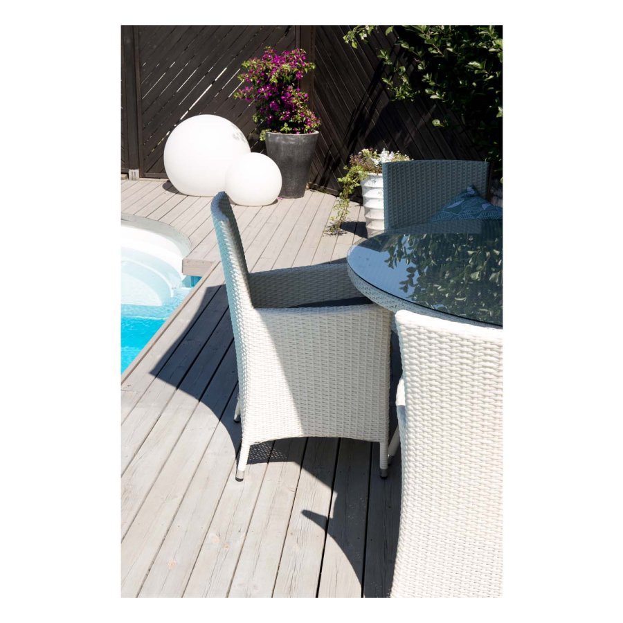 VENTURE DESIGN rund Volta havebord - glas og hvid aluminium (150)