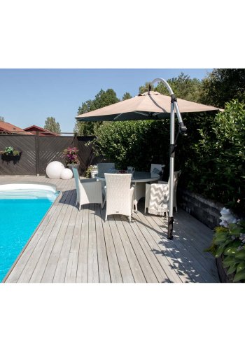 VENTURE DESIGN rund Volta havebord - glas og hvid aluminium (150)