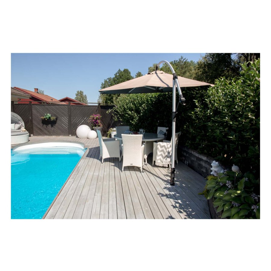 VENTURE DESIGN rund Volta havebord - glas og hvid aluminium (150)