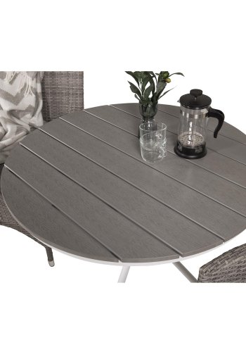 VENTURE DESIGN Malin havestol m. armln og gr stofhynde - gr rattan og aluminium