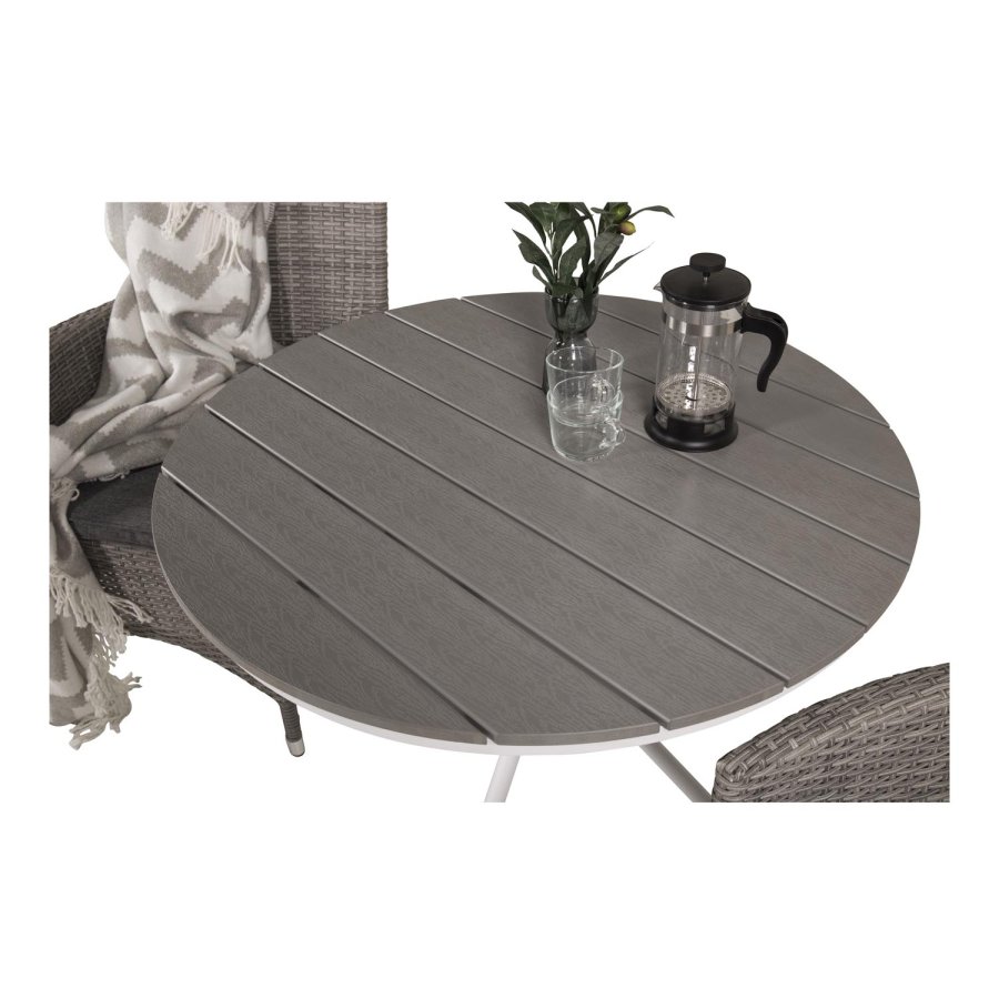 VENTURE DESIGN Malin havestol m. armln og gr stofhynde - gr rattan og aluminium